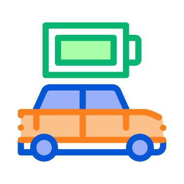 Elektro araba tam pil ikonu vektör çizelgesi çizimi