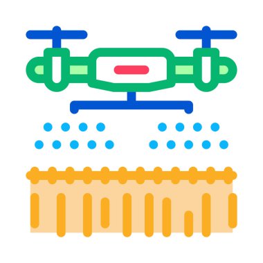 Drone sulandırma alanı ikon vektör taslağı çizimi