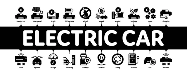 Elektro-Auto Transport Minimale Infografik Banner Vektor — Stockvektor