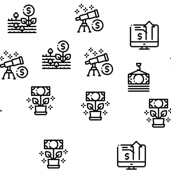 Zakelijke Groei Beheer Naadloze Patroon Vector Dunne Lijn Afbeeldingen — Stockvector