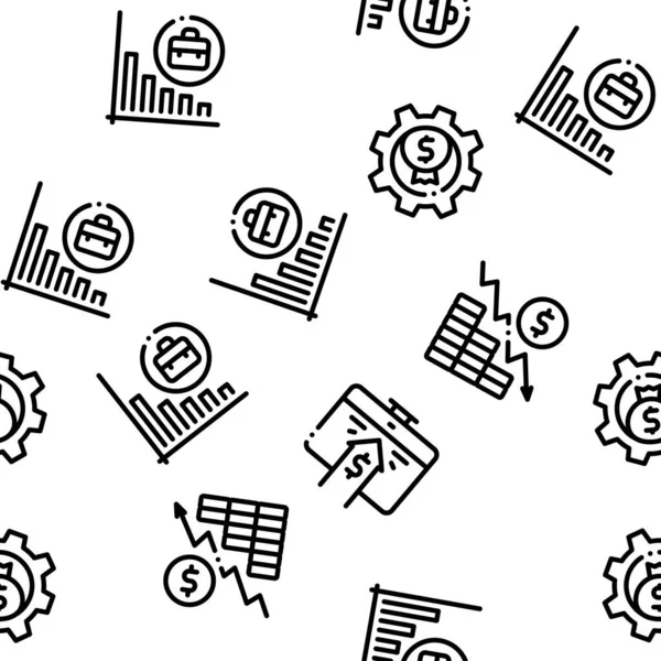Bankruptcy Business Seamless Pattern Vector Thin Line — 스톡 벡터