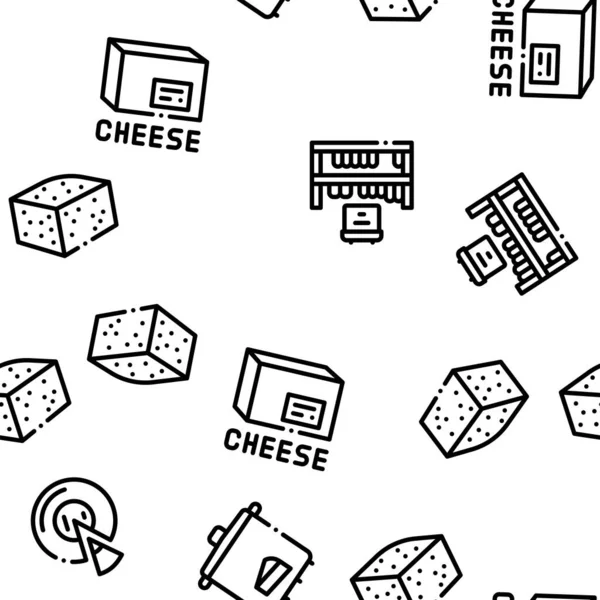 Cheese Dairy Food Seamless Pattern Vector Thin Line Afbeeldingen — Stockvector