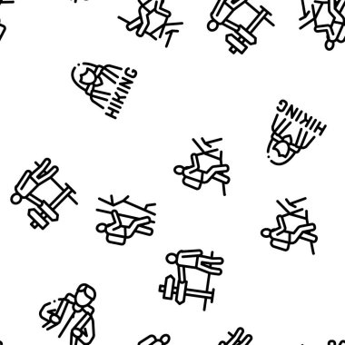 Radikal Turizm Yürüyüşü Kusursuz Düzen Vektörü İnce Çizgisi. Çizimler