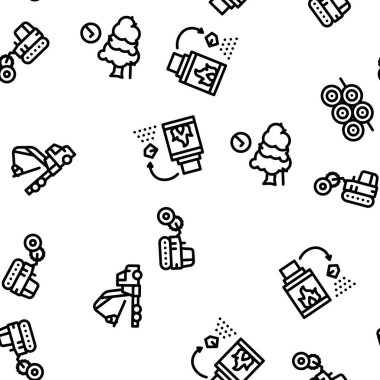 Ahşap Kütük Endüstrisi Kusursuz Desen Vektör İnce Çizgisi. Çizimler