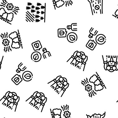 Ormancılık Odunculuğu Kusursuz Desensiz Düzen Vektörü İnce Çizgisi. Çizimler