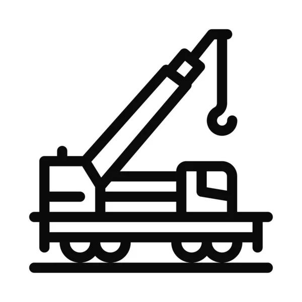 铁路起重机图标矢量 铁路起重机标志 孤立等高线符号图解 — 图库矢量图片