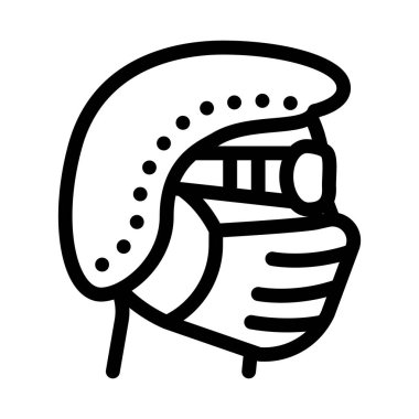 Koruyucu şapka maskeli bir cerrah gözlük ikonu taşıyıcısı. Koruyucu şapka maskesi takan bir cerrah. izole edilmiş sınır sembolü çizimi