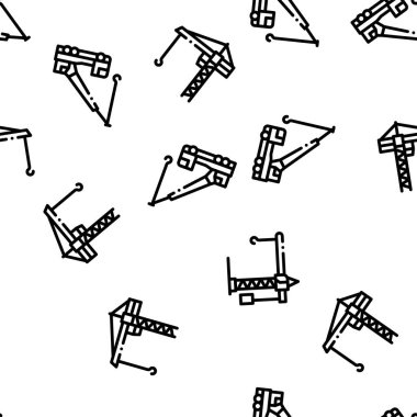 Turna Yapı Makinesi Kusursuz Desen Vektör İnce Çizgisi. Çizimler