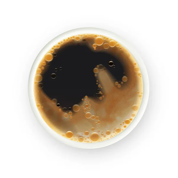 咖啡杯推荐热饮扁平外源 在陶瓷杯中 传统的带有泡泡和泡沫的早晨能量品尝液 酿制咖啡破饮品 Espresso排版现实3D示例 — 图库矢量图片