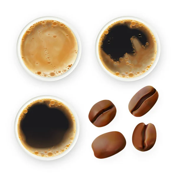 Ziarno Kawy Parzona Kolekcja Drinków Wektor Pieczone Nasiona Rolnicze Piankowa — Wektor stockowy