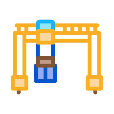 Konteynır ikon vektörlü vinç terminali. Konteynır işaretli vinç terminali. renk sembolü çizimi