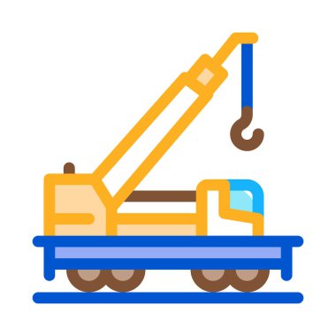 Demiryolu vinç simgesi vektörü. Demiryolu vinci işareti. renk sembolü çizimi