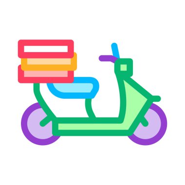 yemek teslimatı motosiklet ikonu vektörü. Yemek teslimatı motosiklet işareti. renk sembolü çizimi