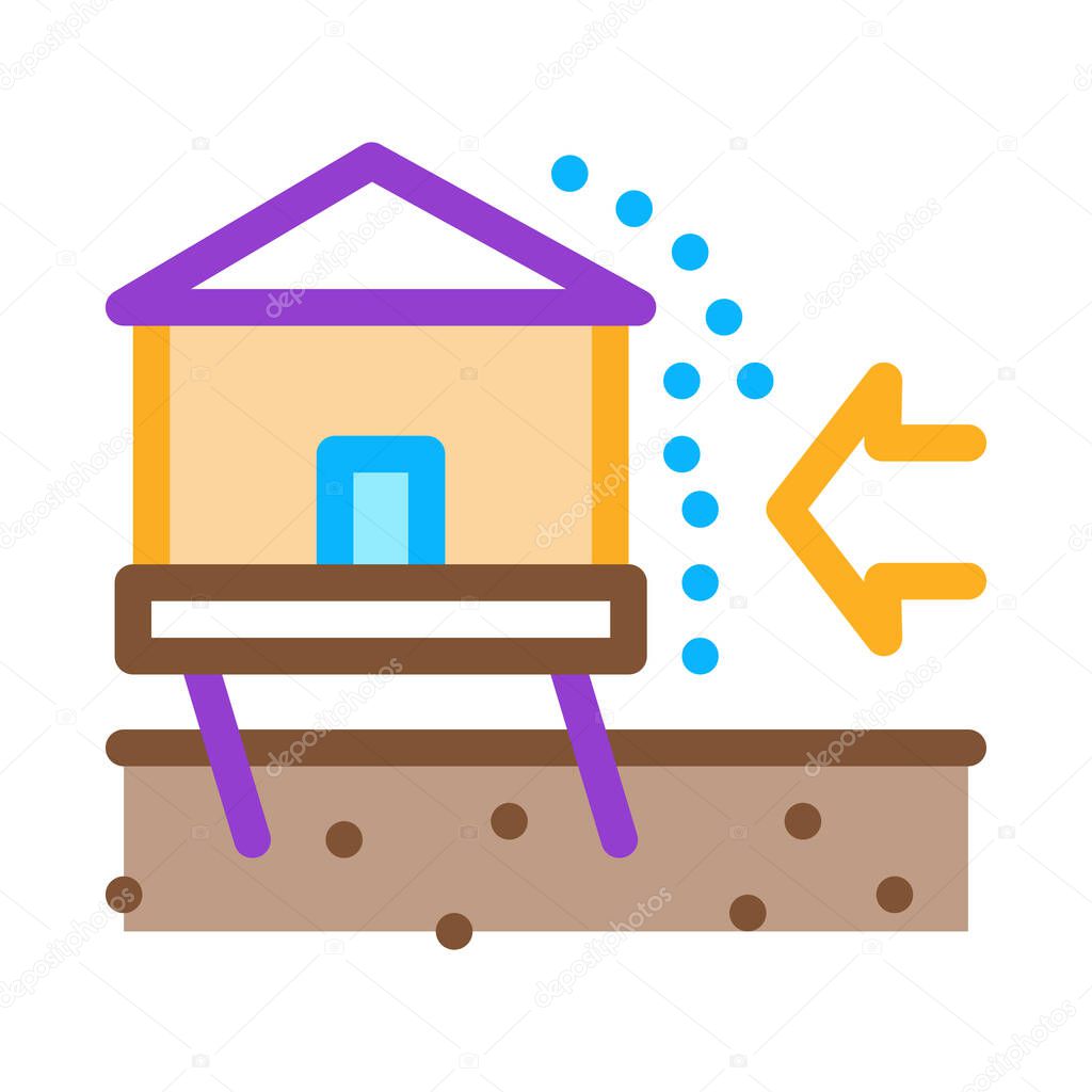 house demolishes with wind icon vector. house demolishes with wind sign. color symbol illustration