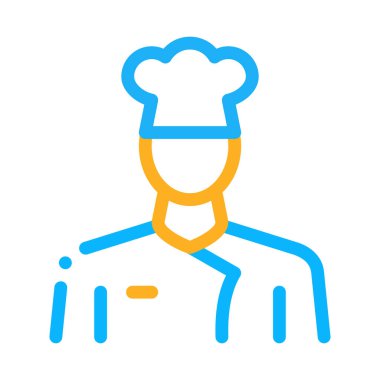 Şef mesleki ikon vektörünü pişirin. Aşçılığın baş mesleği. renk sembolü çizimi