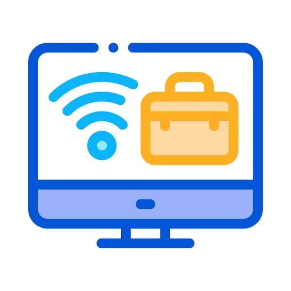 Wifi Analyse Rentabilisation Sur Écran Ordinateur Icône Vecteur Wifi Analyse — Image vectorielle