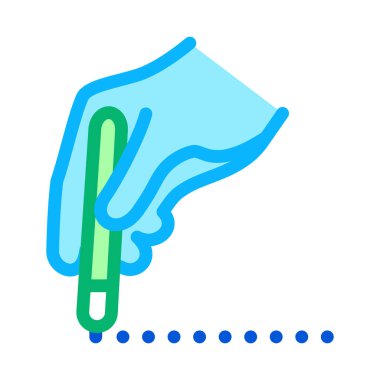 Cerrah kesi ikon vektörünün yerini işaretliyor. Cerrah, kesik işaretinin olduğu yeri gösteriyor. renk sembolü çizimi