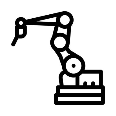 Robotik kol ikonu vektörü üretiliyor. Robotik kol işareti üretiyor. izole edilmiş sınır sembolü çizimi