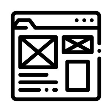 Ön uç web sitesi biçim ikon vektörü. Ön uç web sitesi tarzı işareti. izole edilmiş sınır sembolü çizimi