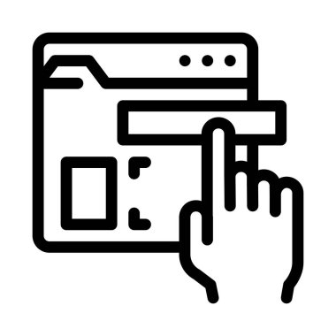 Web sitesi elemanları simge vektörünü sürüklüyor. Web sitesi elemanları sürükleme işareti. izole edilmiş sınır sembolü çizimi