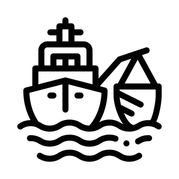 漁船のアイコン ベクトル 漁船の標識だ 孤立した輪郭記号図 — ストックベクタ