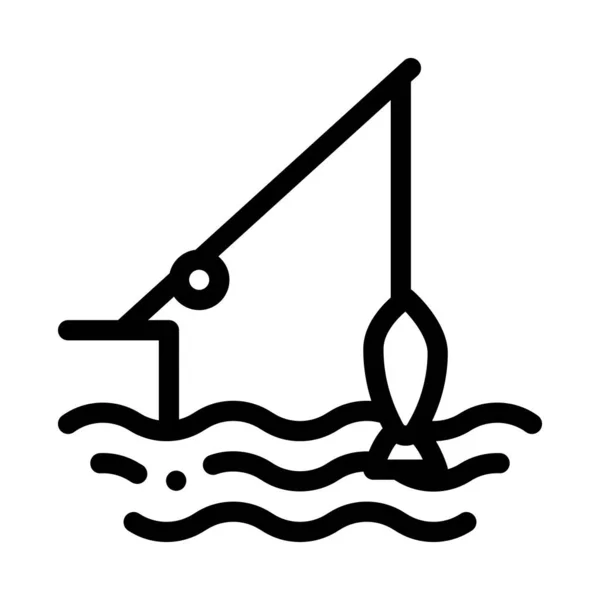 Vektor Ikony Rybářského Prutu Rybářský Prut Izolovaný Symbol Obrysu Ilustrace — Stockový vektor