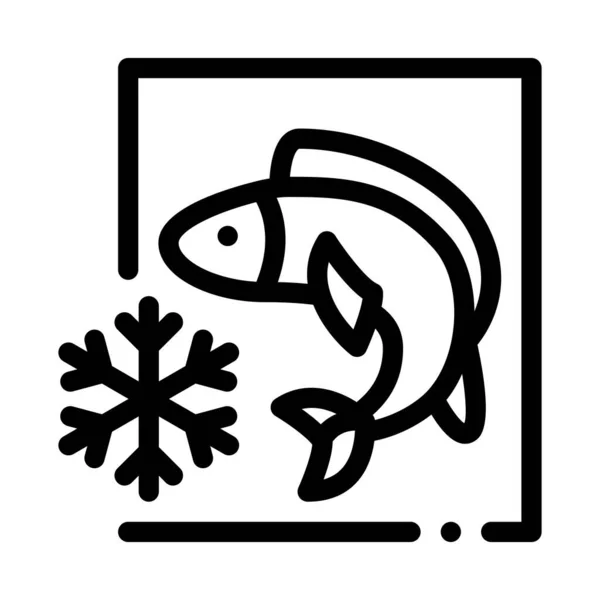 Gefrorener Fisch Icon Vektor Tiefkühlfisch Schild Isolierte Kontursymboldarstellung — Stockvektor