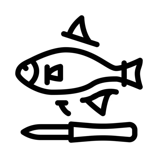 Рыба Режет Вектор Иконок Рыба Порезала Плавник Иллюстрация Изолированного Контура — стоковый вектор