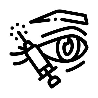 Göz kapağı ameliyatı lokal anestezi ikonu vektörü. Göz kapağı ameliyatı lokal anestezi işareti. izole edilmiş sınır sembolü çizimi