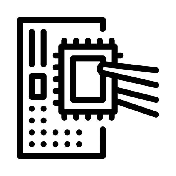 Radio Microchip Vector Icono Señal Microchip Radio Ilustración Símbolo Contorno — Archivo Imágenes Vectoriales