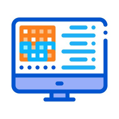 Bilgisayar otomasyon kontrol ikonu vektörü üretiliyor. Bilgisayar otomasyon kontrol tabelası üretiyor. renk sembolü çizimi