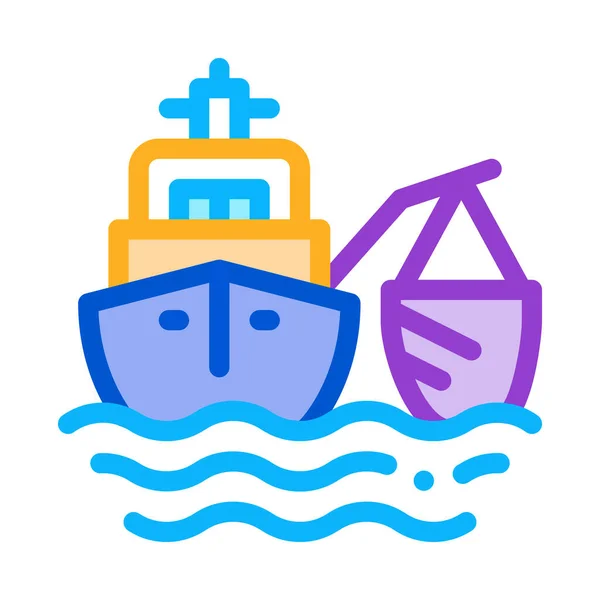 Icon Vektor Für Fischereifahrzeuge Fischereischiff Schild Farbige Symbolabbildung — Stockvektor