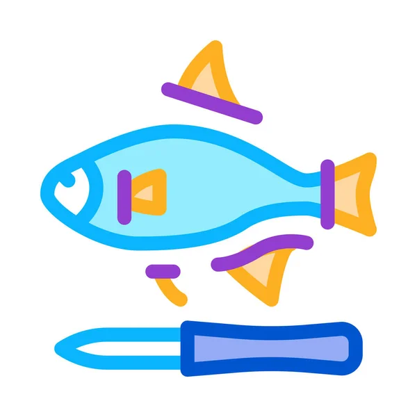 Fisch Geschnitten Flosse Symbol Vektor Fischgeschnittenes Flossenschild Farbige Symbolabbildung — Stockvektor