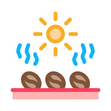 Kahve çekirdekleri ikon vektörünü ısıtıyor. Kahve çekirdeği ısıtma tabelası. renk sembolü çizimi