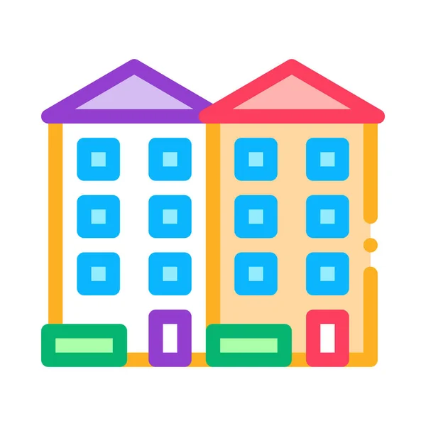 Appartement Huizen Icoon Vector Appartement Huizen Teken Kleur Symbool Illustratie — Stockvector