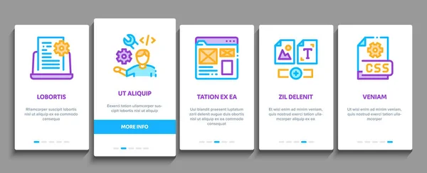 Front End Entwicklung Onboarding Mobile App Seite Screen Vector Front — Stockvektor