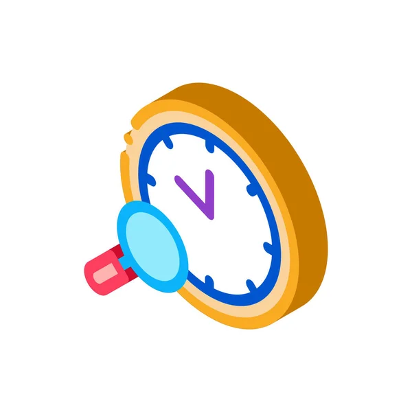 Beobachten Forschung Symbol Vektor Isometrische Uhr Forschungszeichen Farbe Isoliert Symbol — Stockvektor
