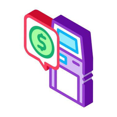 Banka terminal simgesi vektörü. İzometrik banka terminali işareti. renk izole edilmiş sembol çizimi