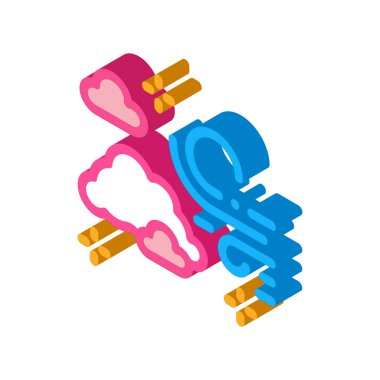 Temiz hava ikonu vektörünü kokla. İzometrik koku, temiz hava işareti. renk izole edilmiş sembol çizimi