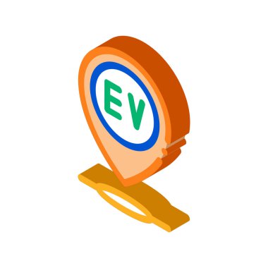 Elektro pazı istasyonu GPS işaret simgesi vektörü. İzometrik elektro pazı istasyonu GPS işareti. renk izole edilmiş sembol çizimi