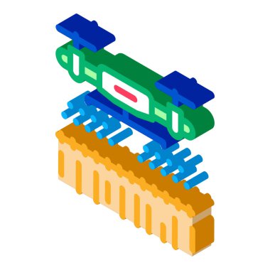 İnsansız hava aracı alan ikonu vektörü. İzometrik dron sulama alanı işareti. renk izole edilmiş sembol çizimi
