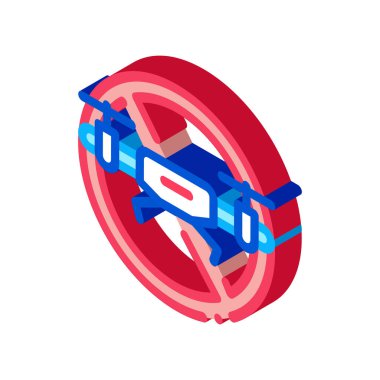 İHA simge vektörünün üstünü çizdi. İzometrik İHA işaretinin üstünü çizmiş. renk izole edilmiş sembol çizimi