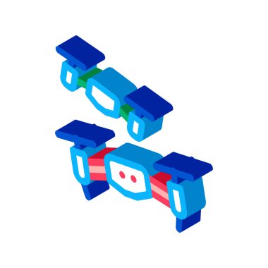 İHA yarış ikonu vektörü. İzometrik dron yarış işareti. renk izole edilmiş sembol çizimi