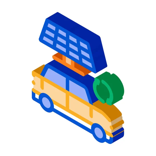 Electro Car Solar Panel Icon Vector Isometric Electro Car Solar — Stock Vector