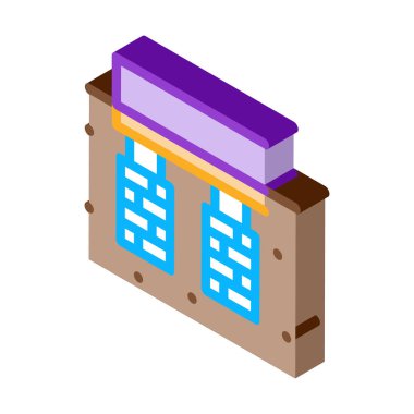 Ev temeli ikon vektörü. İzometrik ev temeli işareti. renk izole edilmiş sembol çizimi