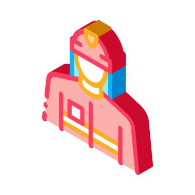 İtfaiyeci mesleği ikon vektörü. İzometrik itfaiyeci mesleği işareti. renk izole edilmiş sembol çizimi