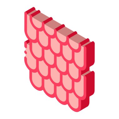 Çatı kiremitleri ikon vektörü. İzometrik kiremitli çatı tabelası. renk izole edilmiş sembol çizimi