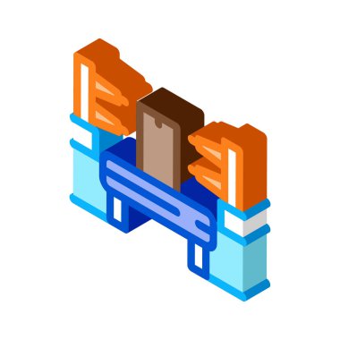 Otomasyon ikon vektörü üretiyor. İzometrik otomasyon imalat işareti. renk izole edilmiş sembol çizimi