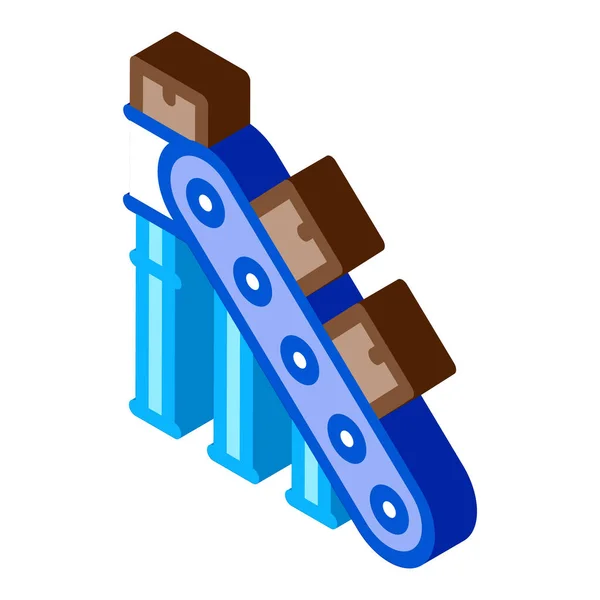 Manufacturing Conveyor Belt Icon Vector Isometric Manufacturing Conveyor Belt Sign — Stock Vector
