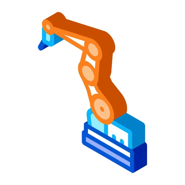 Vyrábí Robotický Vektor Ramene Izometrické Výrobní Robotické Rameno Znamení Barevný — Stockový vektor